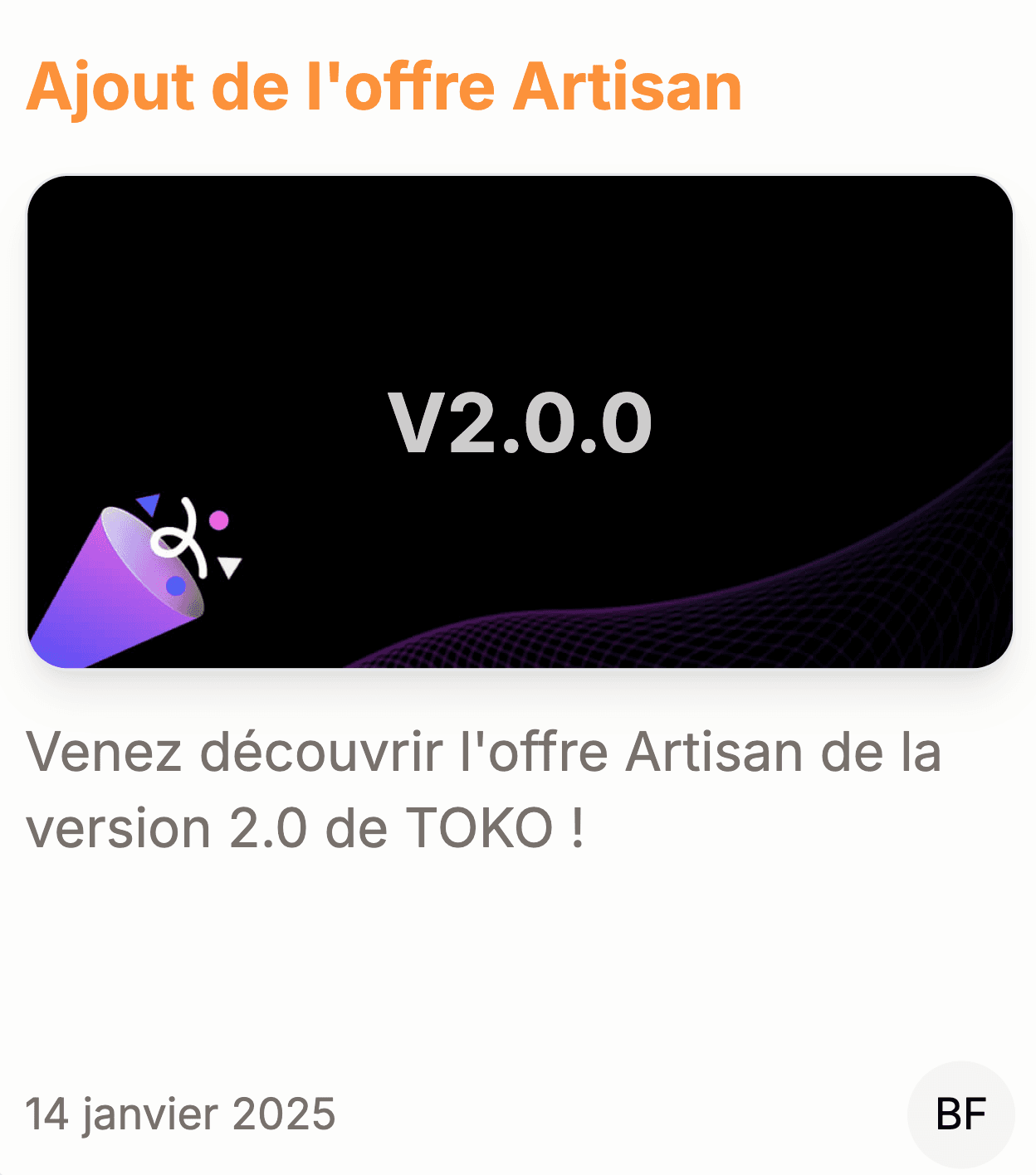 Article de blog fait avec toko