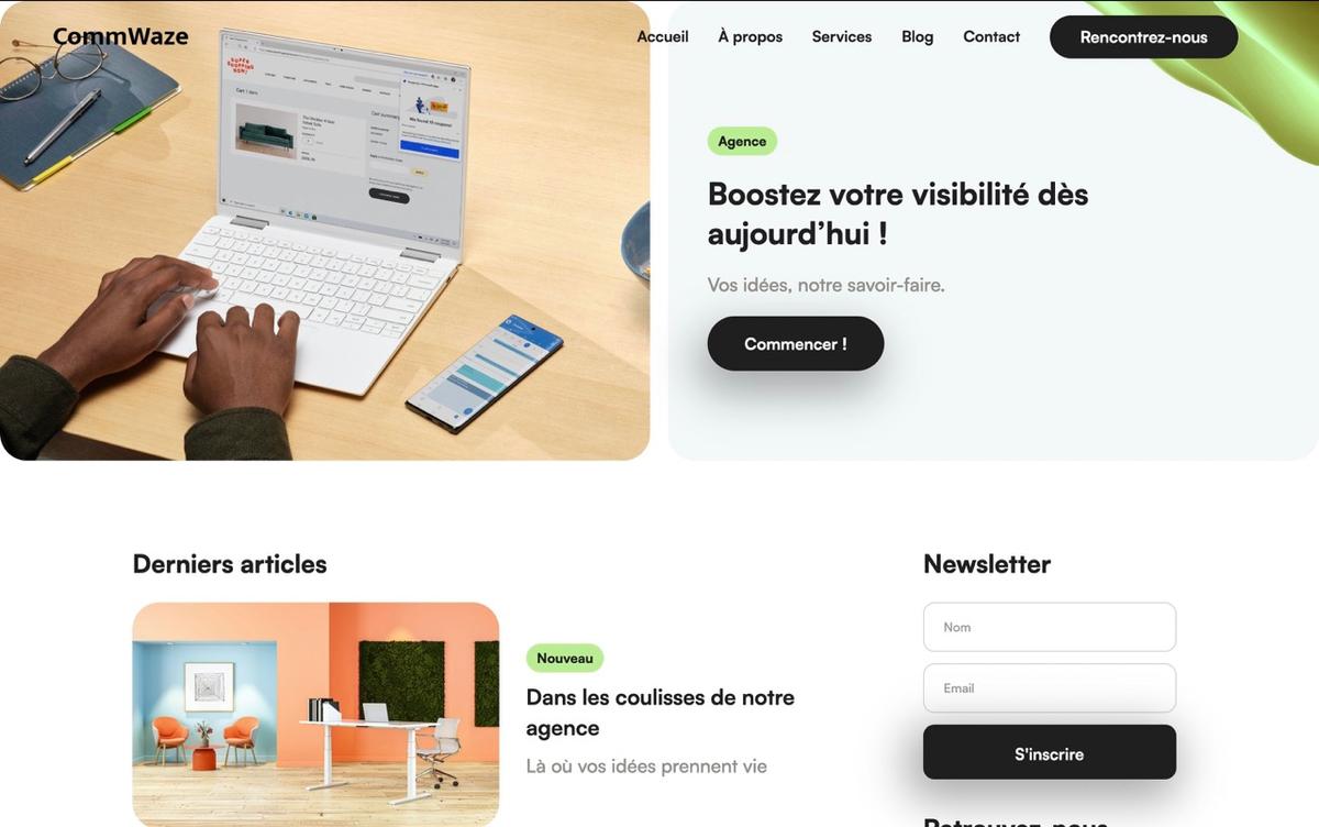 Cette template du CMS Français TOKO épuré et contemporain offre une présentation claire et élégante pour vos articles. Conçu pour une navigation fluide, il met en avant vos contenus tout en étant optimisé pour le SEO, garantissant ainsi une visibilité accrue et une expérience utilisateur optimale.